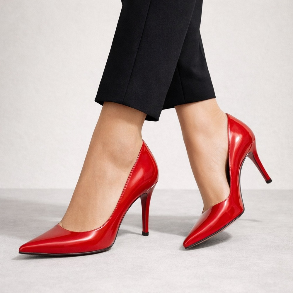 Stuart Weitzman Red Patent Leather Pointed Toe High Heels size 8 SS